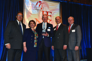 L-R: STEVE ACUNTO, VICE PRESIDENT AND MANAGING DIRECTOR, IFNY; CECILIA NORAT, IFNY IMMEDIATE PAST CHAIRWOMAN; DONALD KRAMER, IFNY FREE ENTERPRISE AWARD RECIPIENT; NICK PEARSON, IFNY PRESIDENT; AND LANCE ALBRIGHT, IFNY CHAIRMAN